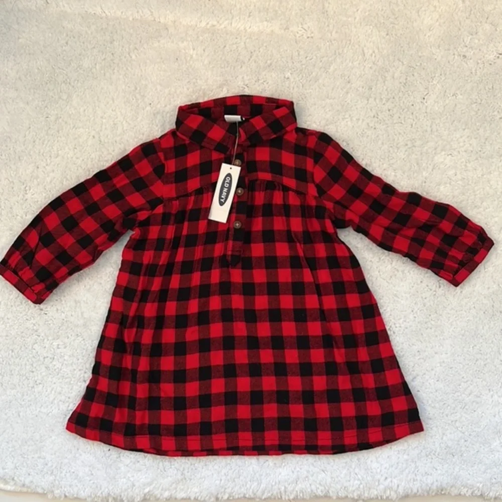 NWT Old Navy plaid girls shirt size 12-18 months